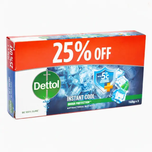 Dettol Original/Cool/Skincare Soap 3X165G Value Pack